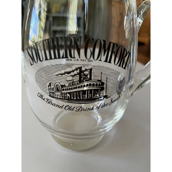 Southern Comfort Glass Pitcher Steam Boat Graphic 8" Tall - Picture 3 of 7